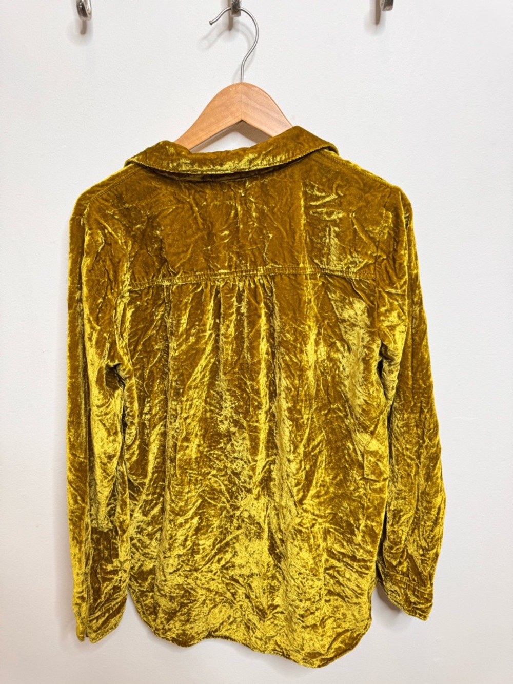 Maeve Golden Velvet Button-Down Top - Picture 2 of 3